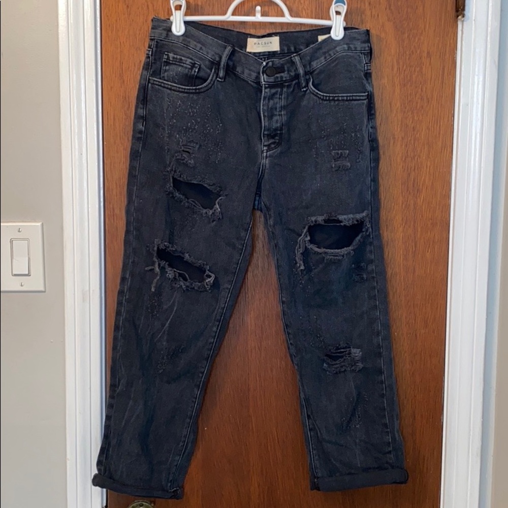 Black distressed boyfriend jeans